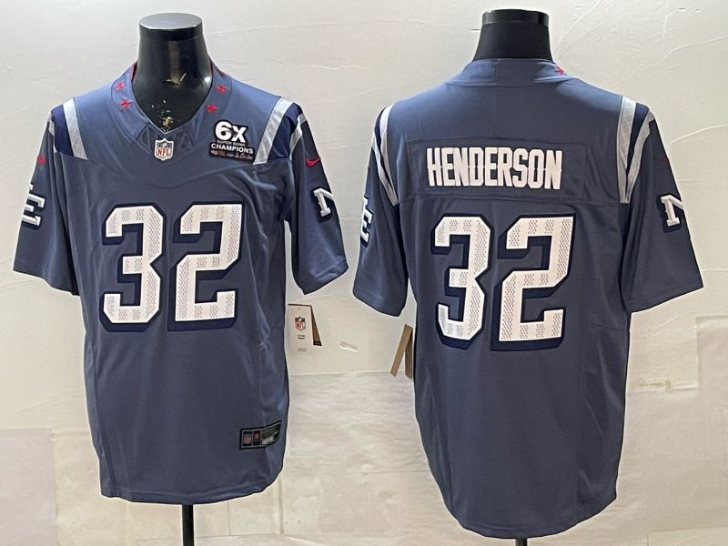Men 2026 New England Patriots #32 Henderson Blue 5th generations Nike Limited NFL Jersey style 013->new england patriots->NFL Jersey